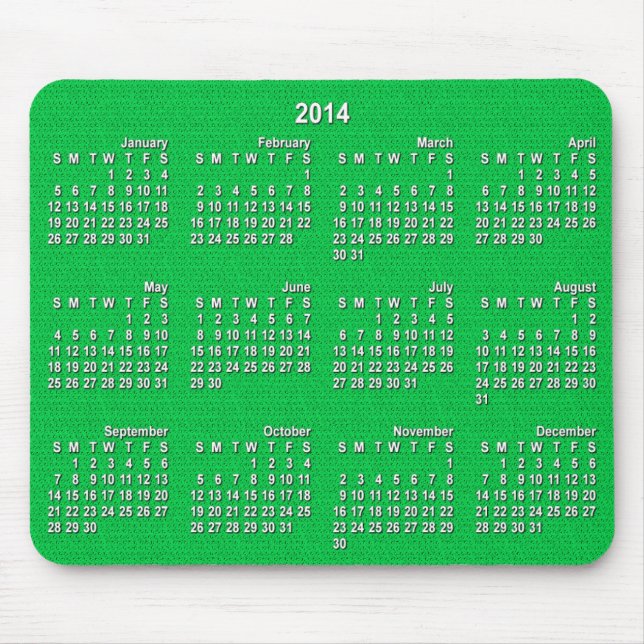 2014 Calendar Mouse Pad - Knit Green (Front)