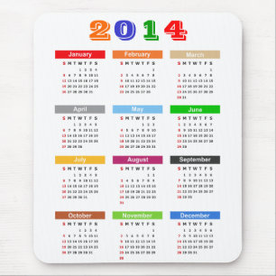 2014 Calendar - Standard Multiple Colors Theme Mouse Pad