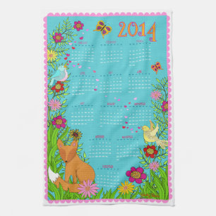 2014 Calendar Tea Towel - Fox in the Garden