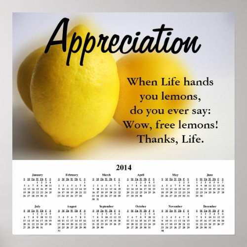 2014 Demotivational Calendar Appreciation Poster