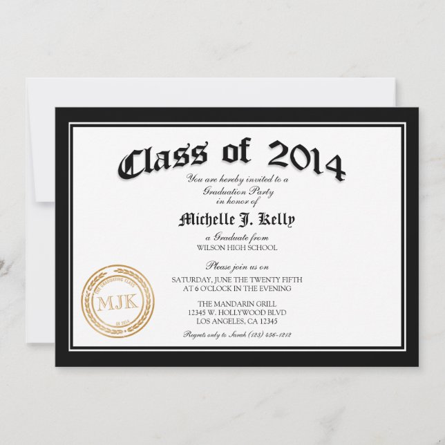 2014 Diploma Graduation Party Invitation (Front)