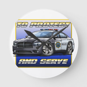 2014 Dodge Charger Police Car 1 Round Clock