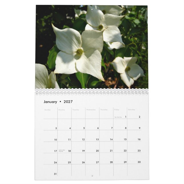 2014 Flowers Calendar (Jan 2027)