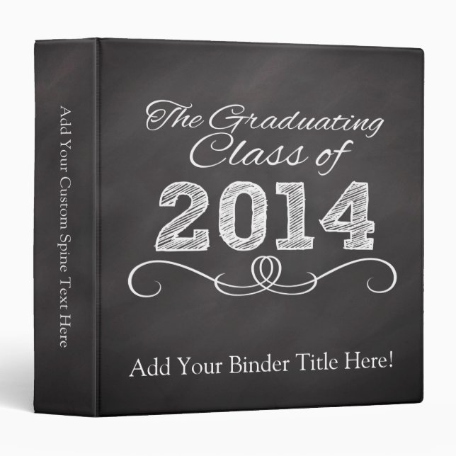 2014 Graduation Chalkboard-Style Notebook Binder (Front/Spine)