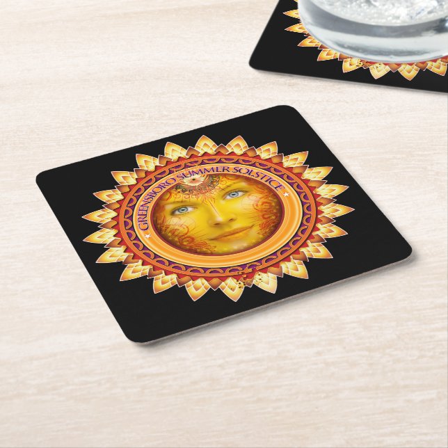2014 Greensboro Summer Solstice Festival Keepsake Square Paper Coaster (Angled)