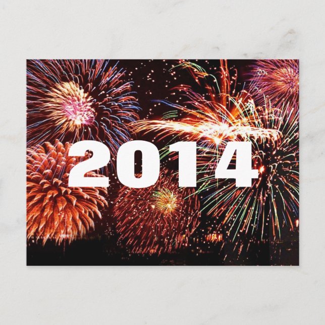 2014 Happy New Year's Fireworks Postcard (Front)