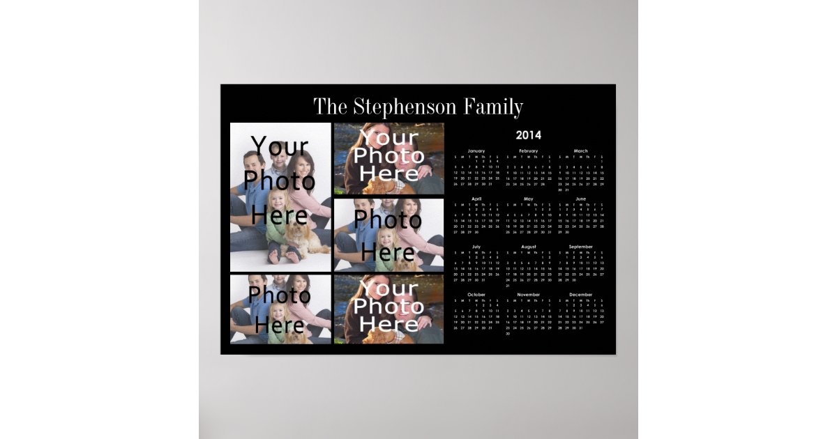 2014 Horizontal Custom Photo Collage Calendar Poster Zazzle