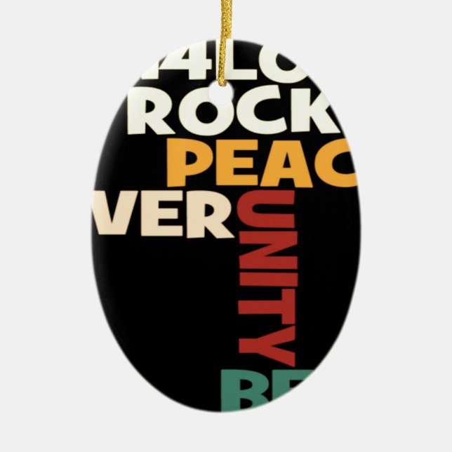 2014 Love Rocks Peace Art Print Ceramic Ornament (Front)