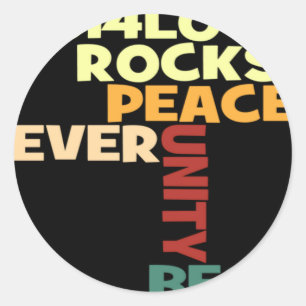 2014 Love Rocks Peace Art Print Classic Round Sticker