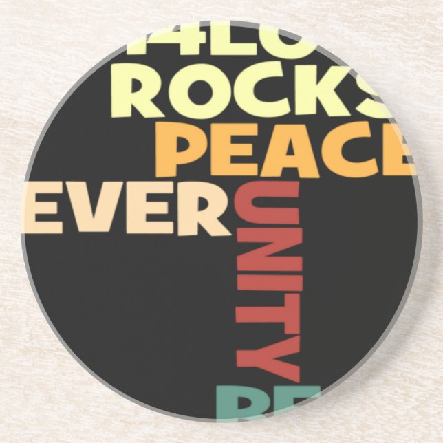 2014 Love Rocks Peace Art Print Drink Coaster (Front)