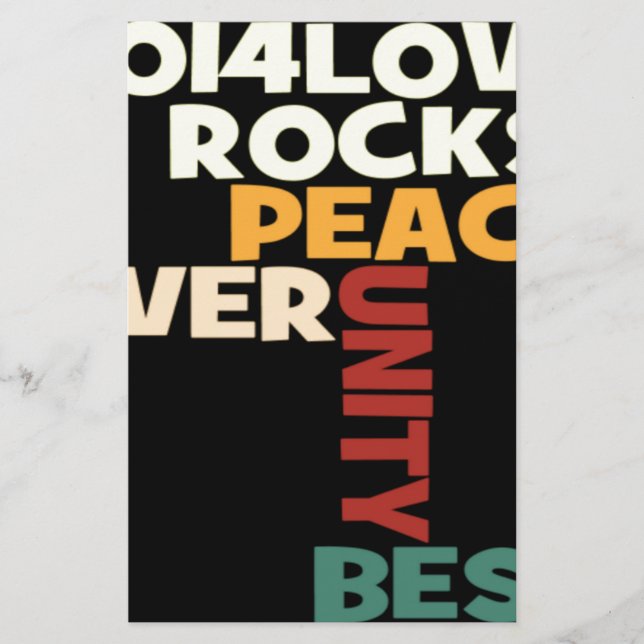 2014 Love Rocks Peace Art Print Stationery (Front)