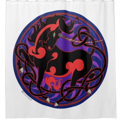 2014 Mink Abode Unicorn Shower Curtain - Red/Black