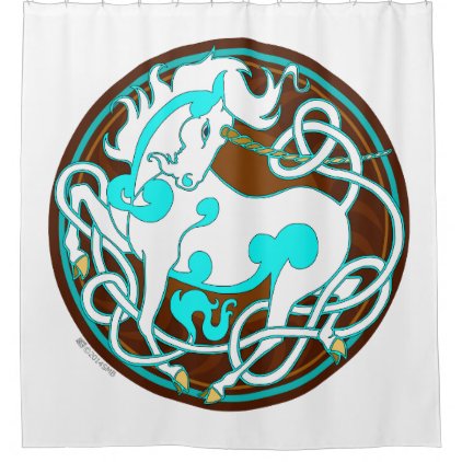 2014 Mink Nest Unicorn Shower Curtain - Blue/Brown