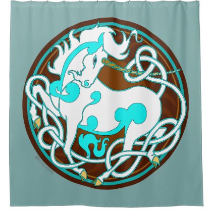 2014 Mink Nest Unicorn Shower Curtain- Dusty Green Shower Curtain