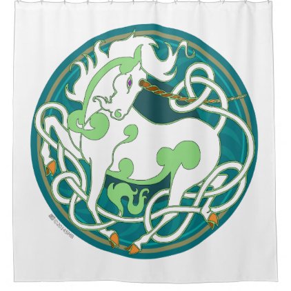2014 Mink Nest Unicorn Shower Curtain - GreenWhite