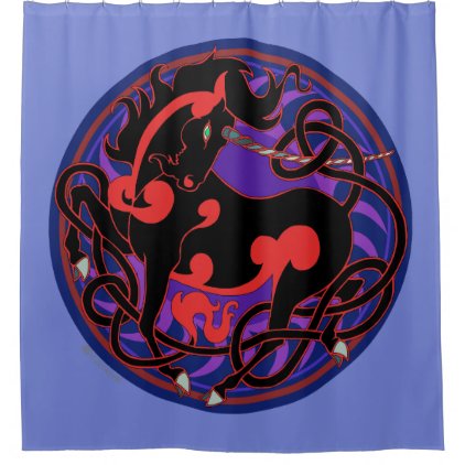 2014 Mink Nest Unicorn Shower Curtain - Sky Blue