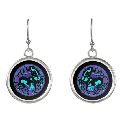 2014 Mink Style Unicorn Drop Earrings - Black/Blue