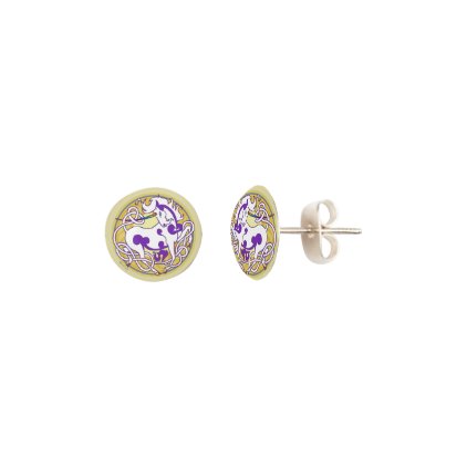2014 MinkStyle Unicorn Stud Earrings-Purple/Yellow Earrings