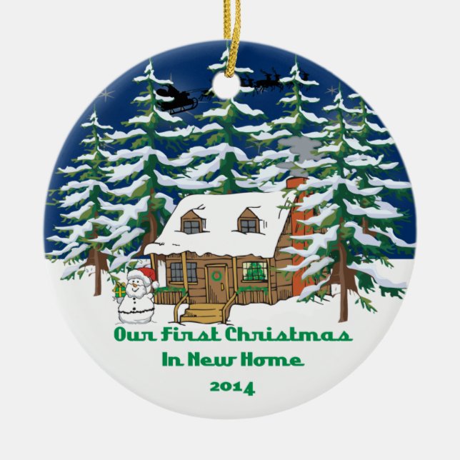 2014 New Home Christmas Cabin Ceramic Ornament (Front)