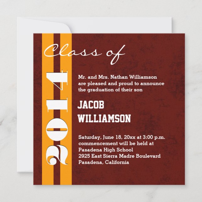 2014 or Any Year MAROON and GOLD Graduation V05 Announcement (Front)