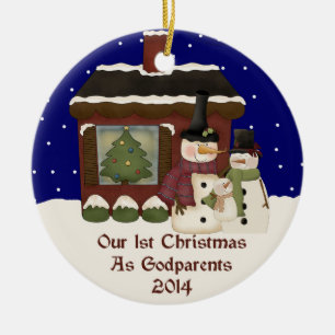 2014 Our 1st Christmas As Godparents Ceramic Ornament