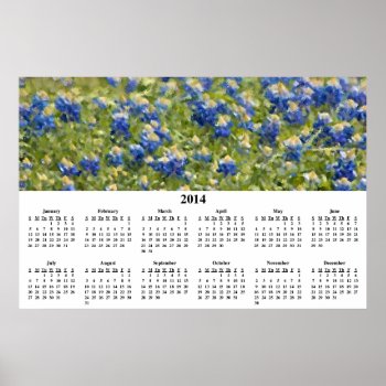 2014 Painted Bluebonnets Wall Calendar Poster by giftsbygenius at Zazzle