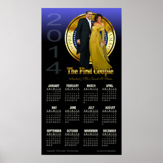 2014 President Barack and Michelle Obama Calendar Poster