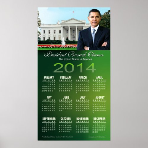 2014 President Barack Obama Achieve Calendar Poster