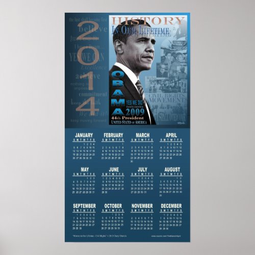 2014 President Barack Obama Civil Rights Calendar Poster