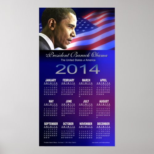 2014 President Barack Obama Excel Calendar Poster