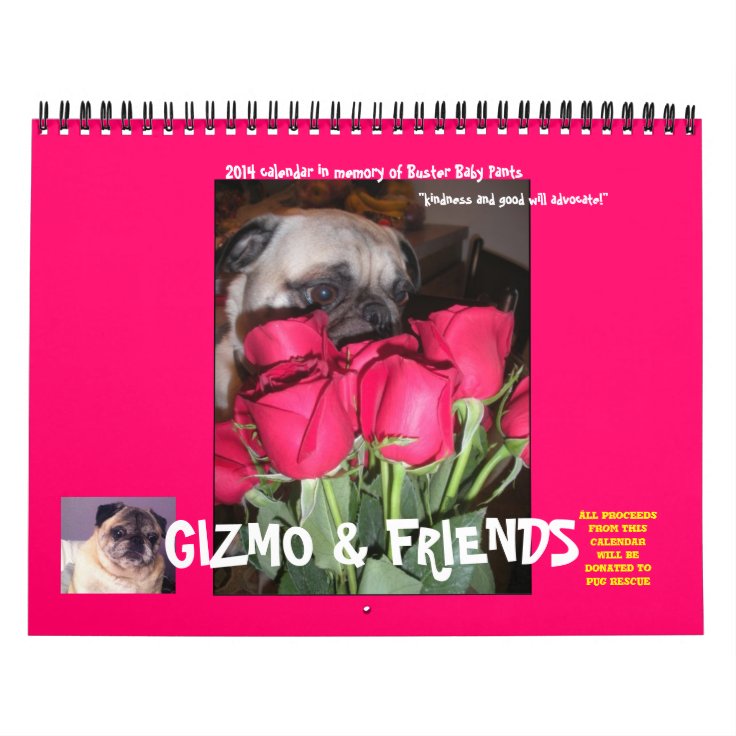 2014 PUG RESCUE CALENDAR Zazzle