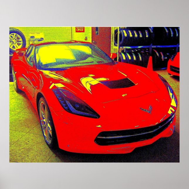 2014 Red Corvette Stingray Poster (50" x 40") (Front)