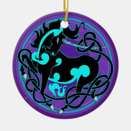 2014 Unicorn Ceramic Ornament - Black/Turquoise