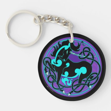 2014 Unicorn Ceramic Ornament - Black/Turquoise Keychain