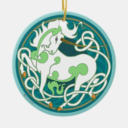 2014 Unicorn Ceramic Ornament - Green/White