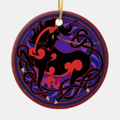 2014 Unicorn Ceramic Ornament- Red/Black Ceramic Ornament