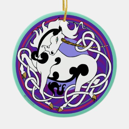 2014 Unicorn Ceramic Ornament - White/Black/Purple
