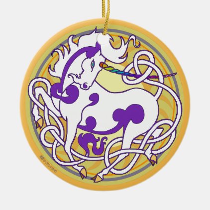 2014 Unicorn Ceramic Ornament - White/Purple/Yello