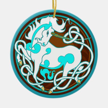 2014 Unicorn Ceramic Ornament - White/Turquoise