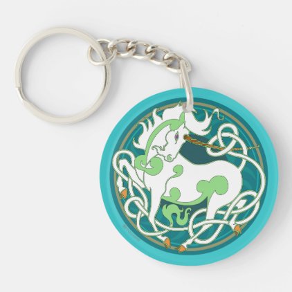 2014 Unicorn Two-Sided Keychain - Green/White