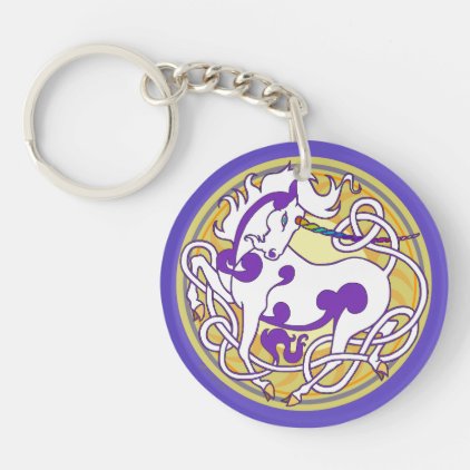 2014 Unicorn Two-Sided Keychain - Purple/Yellow