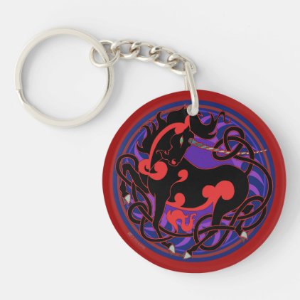 2014 Unicorn Two-Sided Keychain - Red/Black