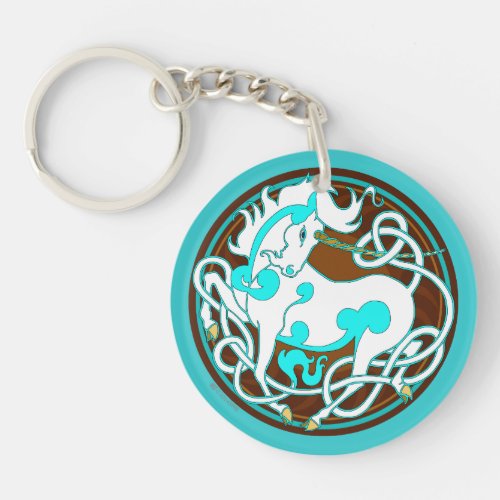 2014 Unicorn Two_Sided Keychain _ WhiteTurquoise