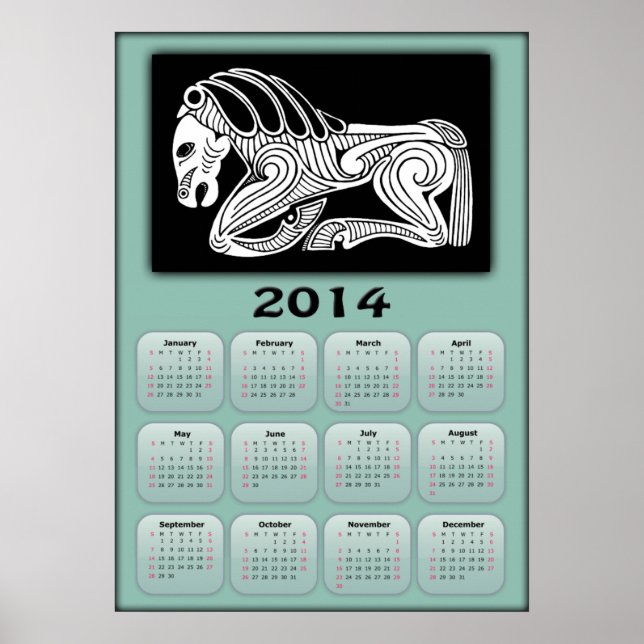 2014 Year of Horse calendar with Scythian horse Poster (Front)
