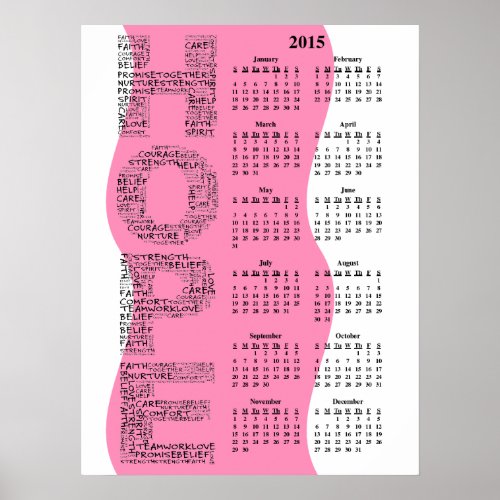 2015 A Year of Hope Yearly Wall Calendar Poster