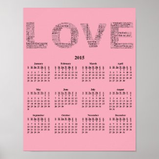 2015: A Year of Love Wall Calendar Posters