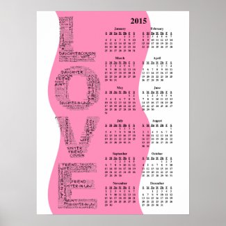 2015: A Year of Love Yearly Wall Calendar Print