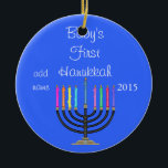 2015 BABY'S FIRST  HANUKKAH Ornament<br><div class="desc">MENORAH AND STAR OF DAVID BEAUTIFUL ORNAMENT FOR HANUKKAH ... LOVELY GIFT for a Babys first Holiday</div>