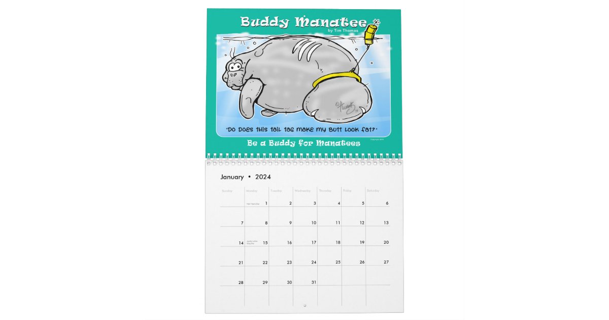 2015 Be a Buddy for Manatees Buddy Manatee Calendar Zazzle