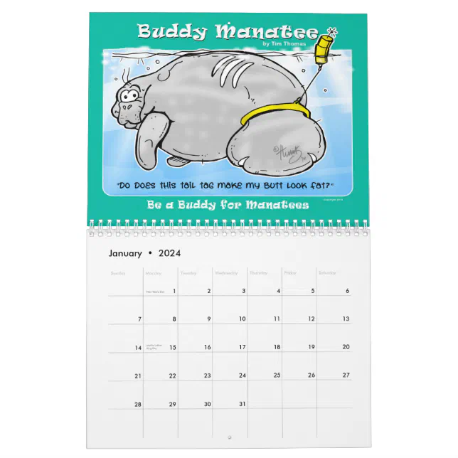 2015 Be a Buddy for Manatees Buddy Manatee Calendar | Zazzle